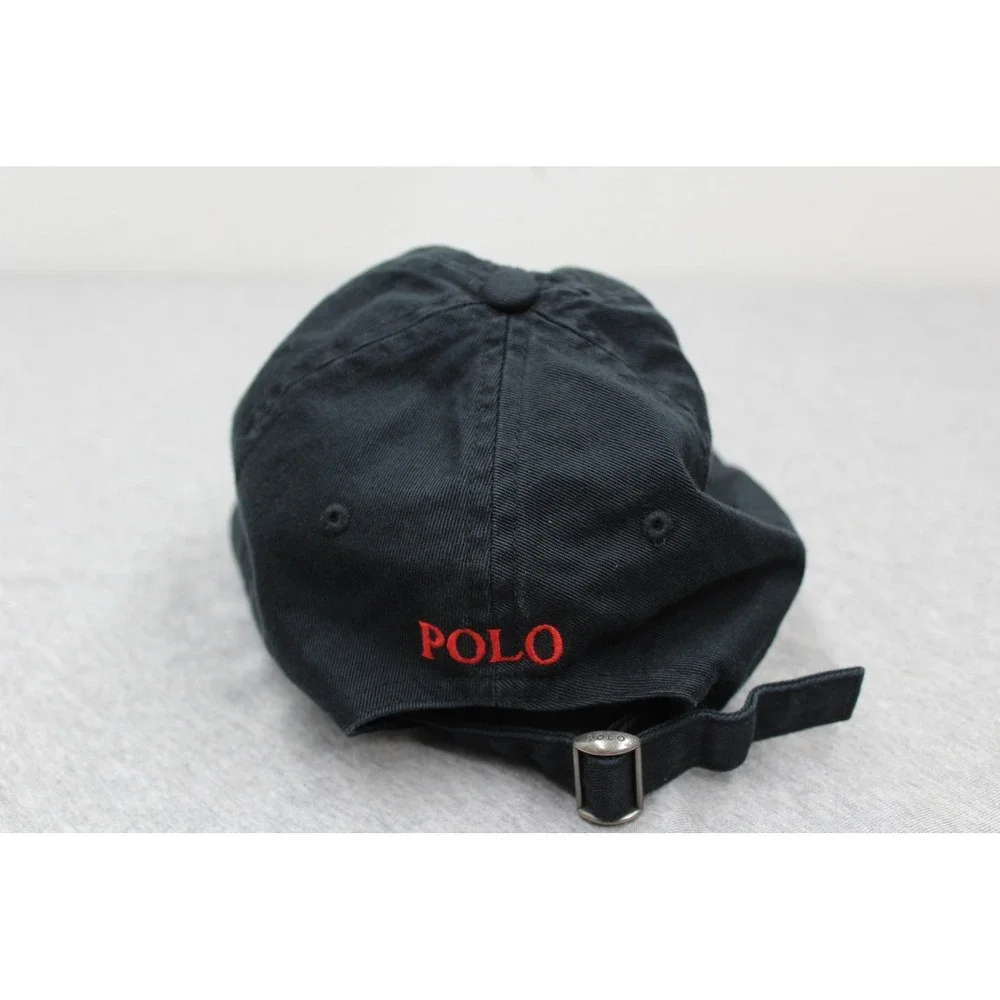 Polo Ralph Lauren Hat Mens OS Black Pony Logo Baseball Cap Cotton Chino Twill